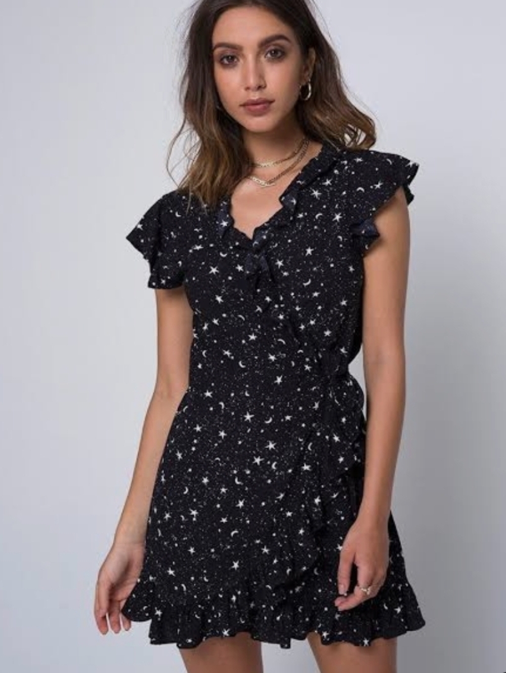Motel Rocks Rica Ruffle Dress In Ditsy Cismos S NWT